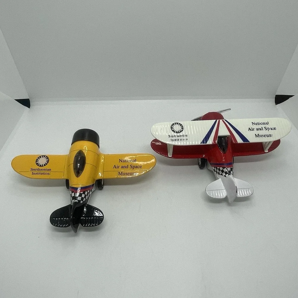 LOT OF 2 Planes Metal‎  One Yellow One Red Grey Air And Space